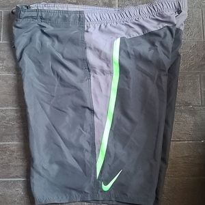 Mens Nike Swoosh Board Shorts Grey Neon Green